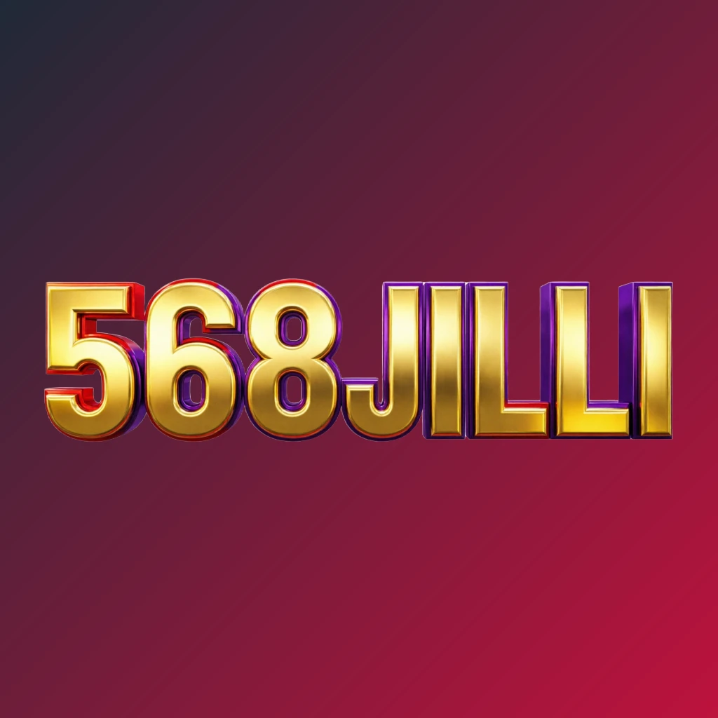 Bright premium 568JILLI logo with thick uppercase typography in vivid gold, red, and purple colors, featuring a polished metallic finish and strong visual impact on a transparent background, designed as a wide horizontal rectangular wordmark for website header